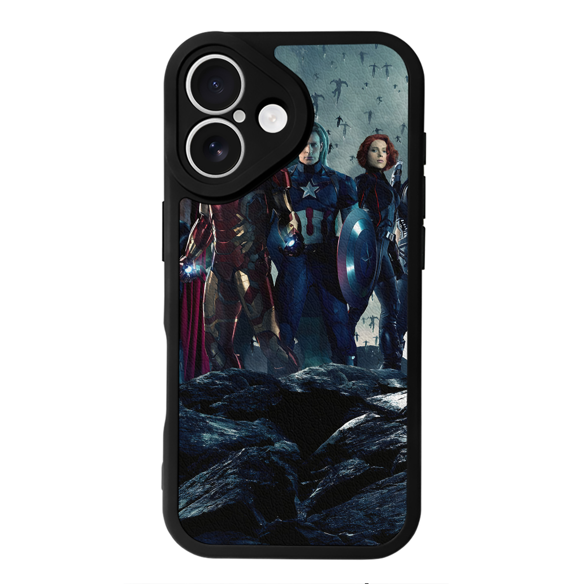 （画像用） アベンジャーズ The Avengers 【iPhone 16シリーズ対応】シリコンスマホケース（レザー調） 材質：シリコン